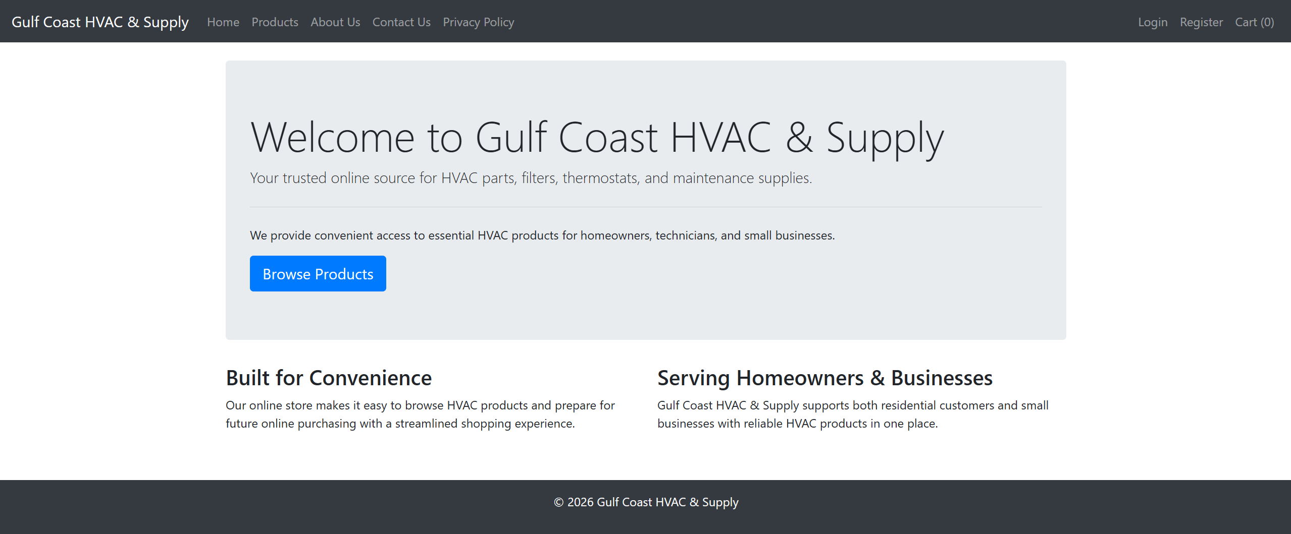 Gulf Coast HVAC E-Commerce Store thumbnail